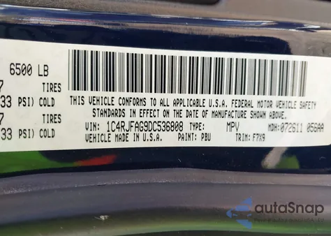 2013 Jeep Grand Cherokee Laredo из США, поврежденный, VIN 1C4RJFAG9DC536808